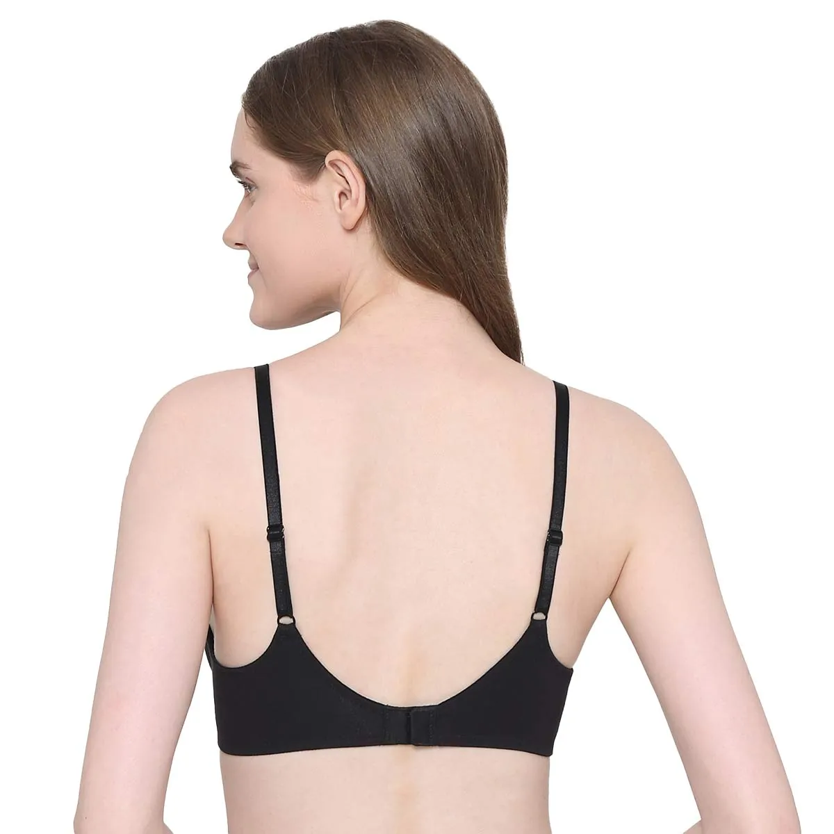 Balconette Padded Wired Demi Cup Everyday Wear Bra - Black