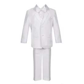 Little Boys White 5pc Classic Vest Jacket Pants Special Occasion Tuxedo Suit 2-7